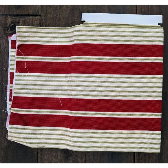 Waverly Inspirations Screen Print Red Green Stripes Fabric 2 Yards PRE CUT - Picture 1 of 5